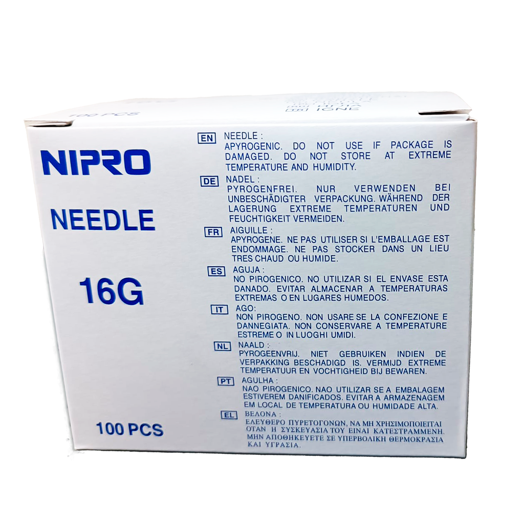 Agujas hipodérmicas 16G - ø 1,6 x 38 mm