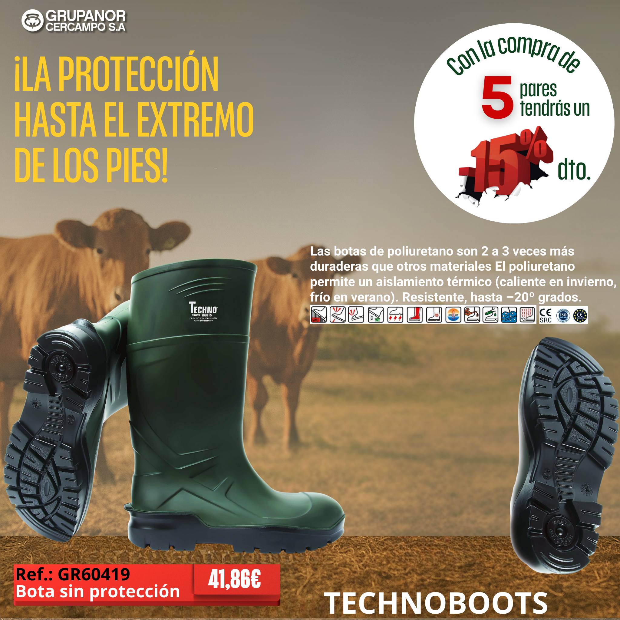 Bota de trabajo sin protección