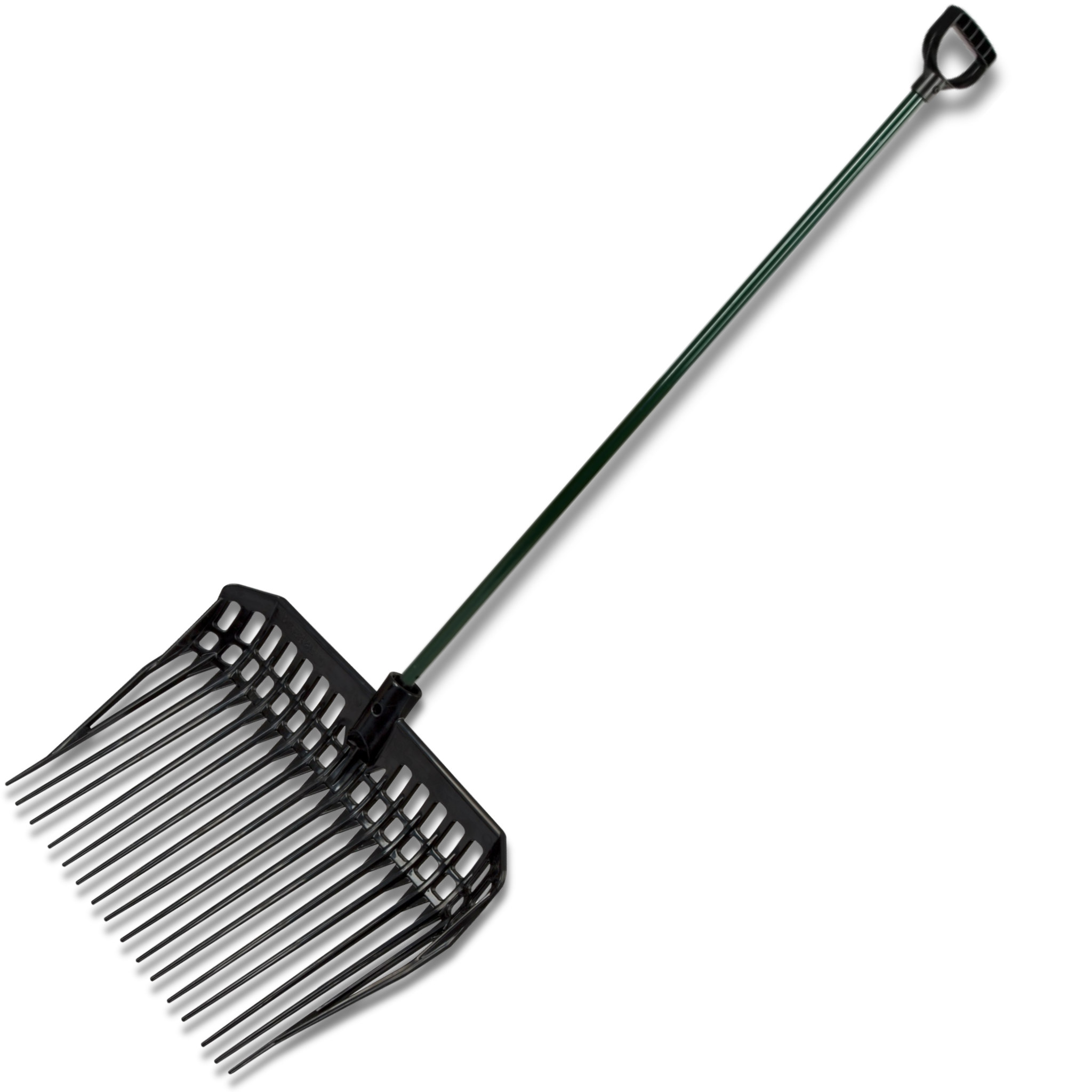 Horca plástica para estiércol curvada con Palo