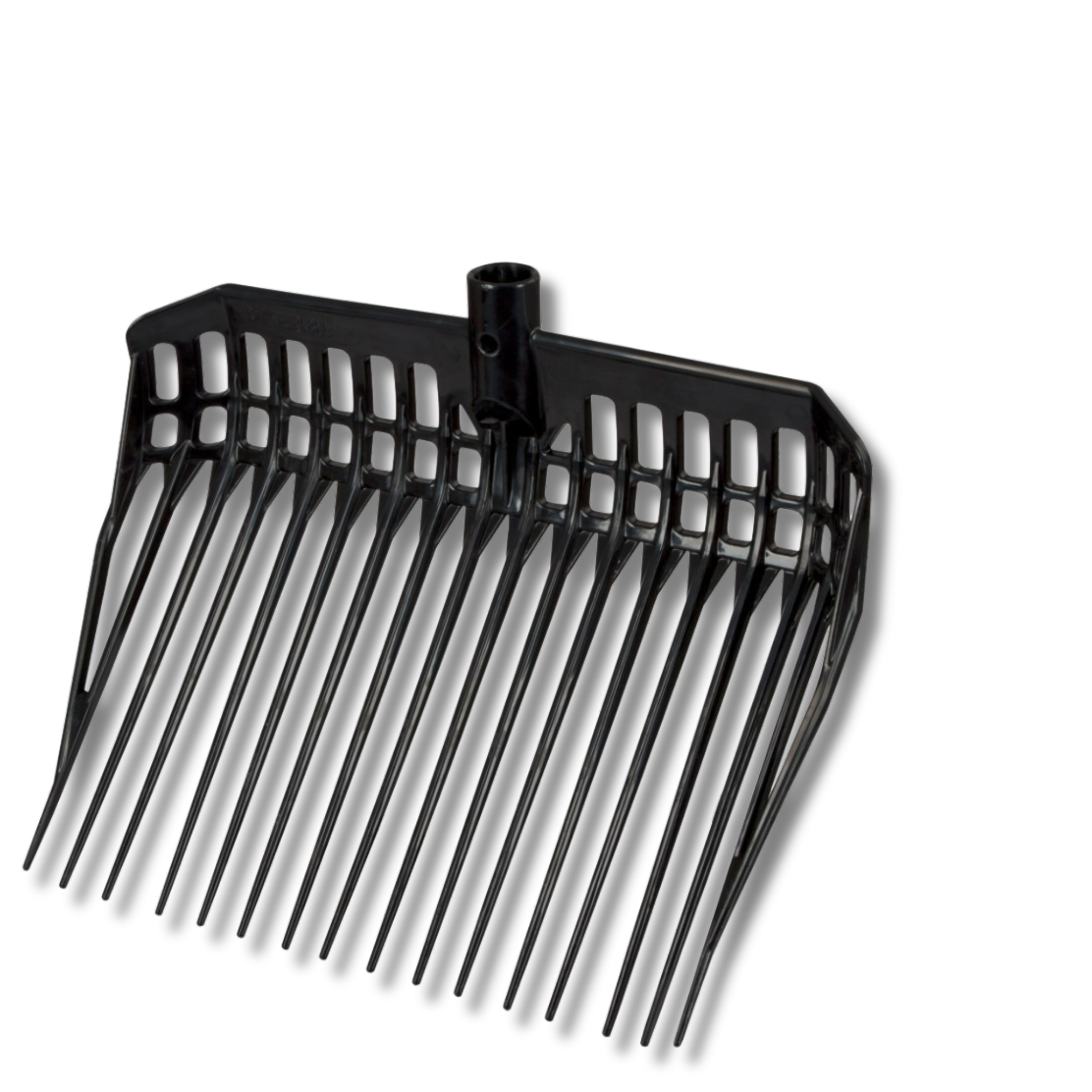 Horca plástica para estiércol curvada con Palo