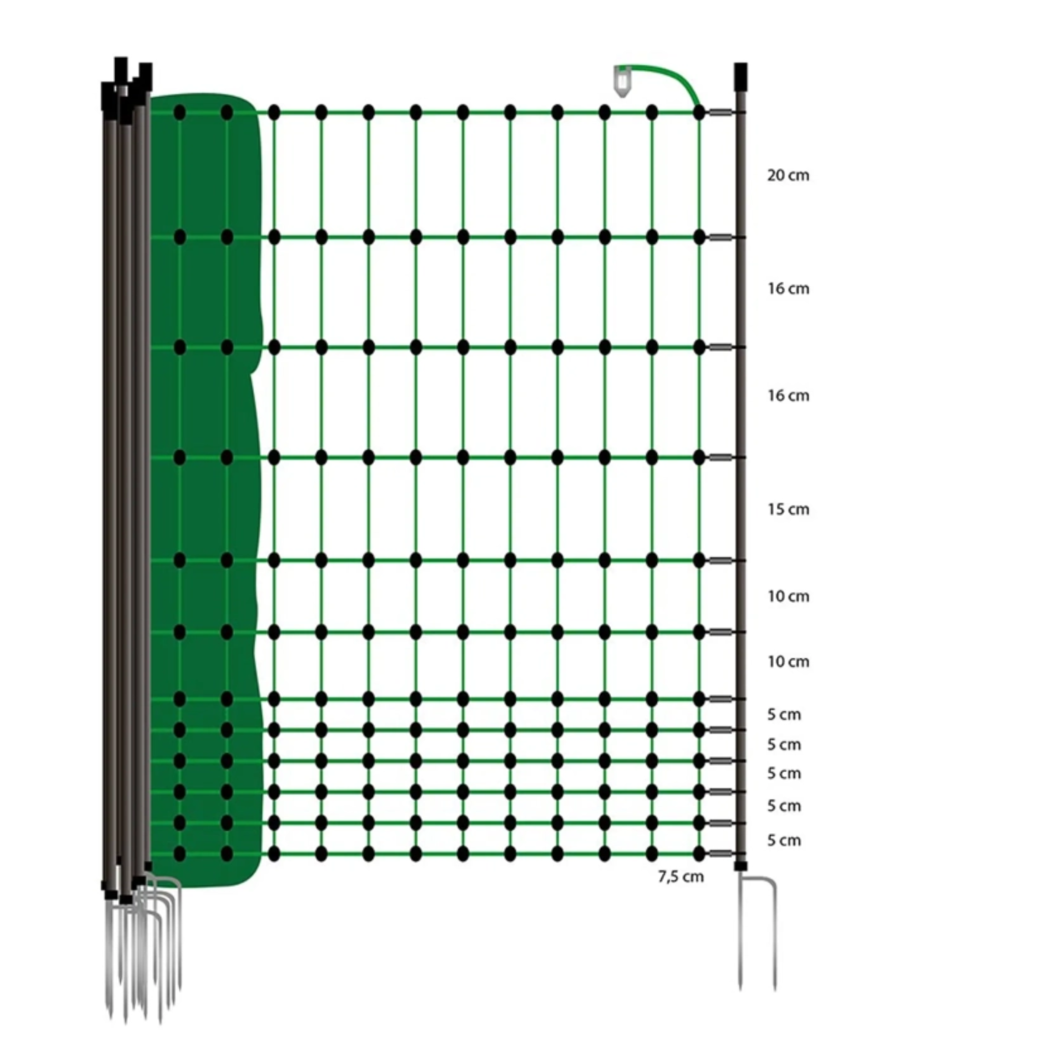 Malla electrificable pollos piqueta doble punta